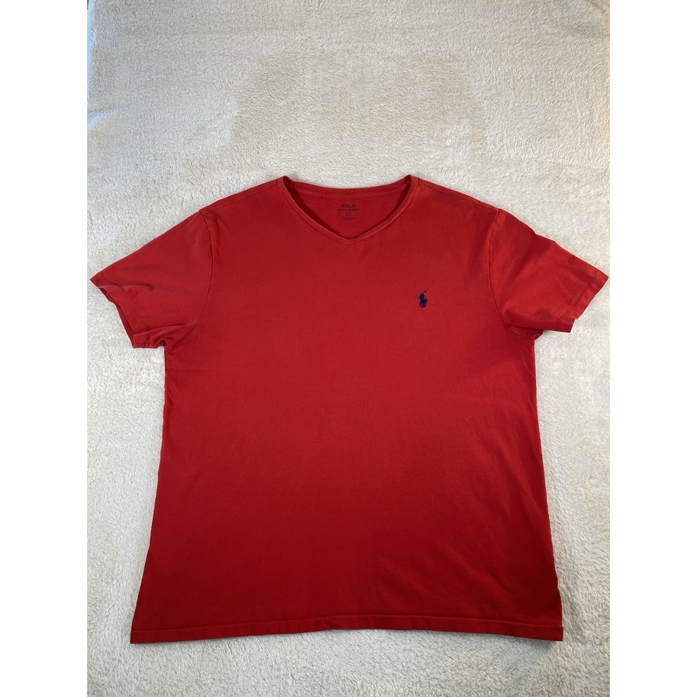 Polo Ralph Lauren Men's Size Large Red Classic Fit V-Neck Shirt